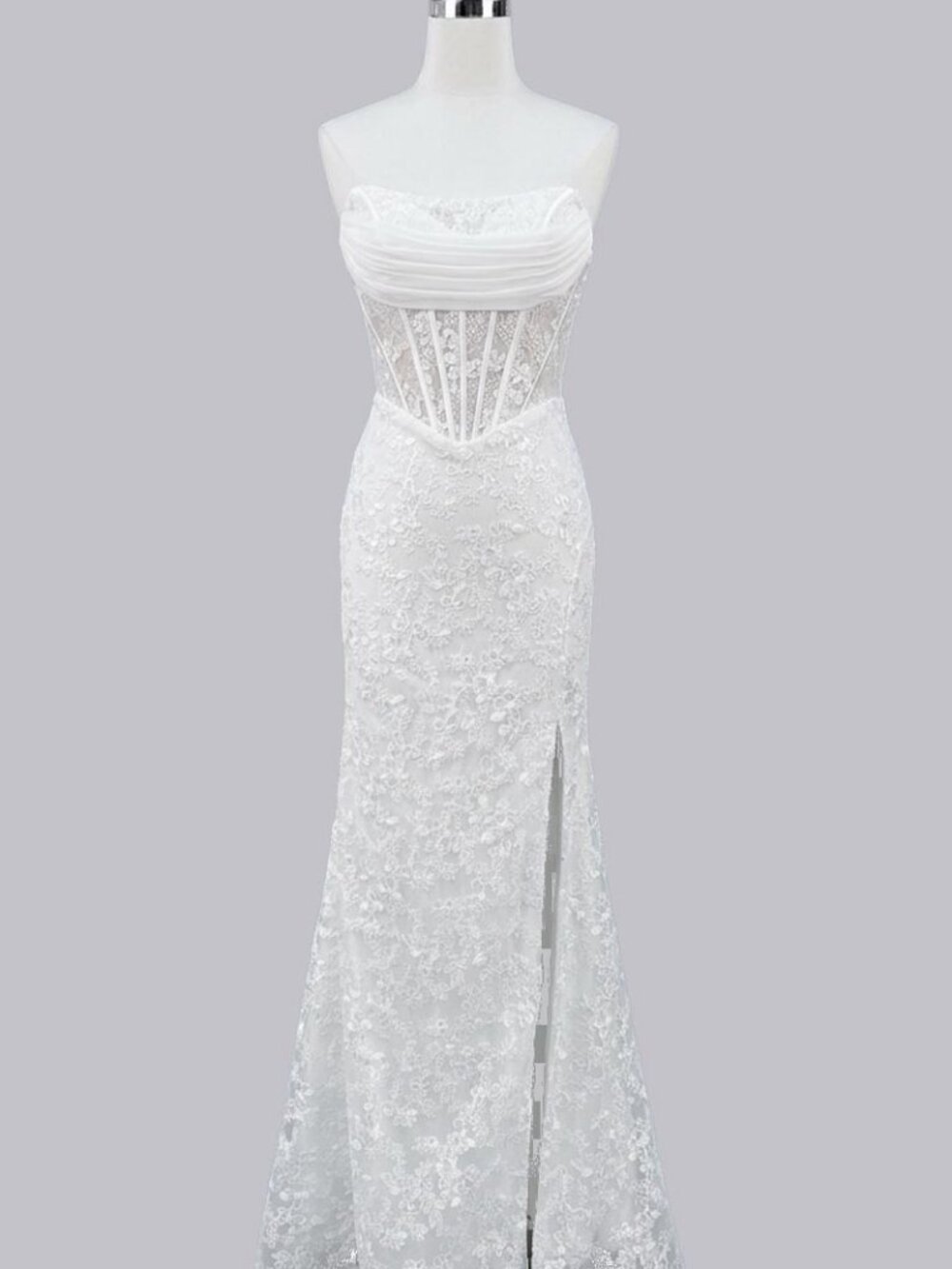 NEW WHITE Evening Gown Floor Length Formal Elegant Stunning 7097